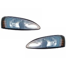 HEADLIGHTSDEPOT Halogen Headlights Compatible With Pontiac Grand Prix 2004-2008 Includes Left Driver and Right Passenger Side Headlamps With Bulbs