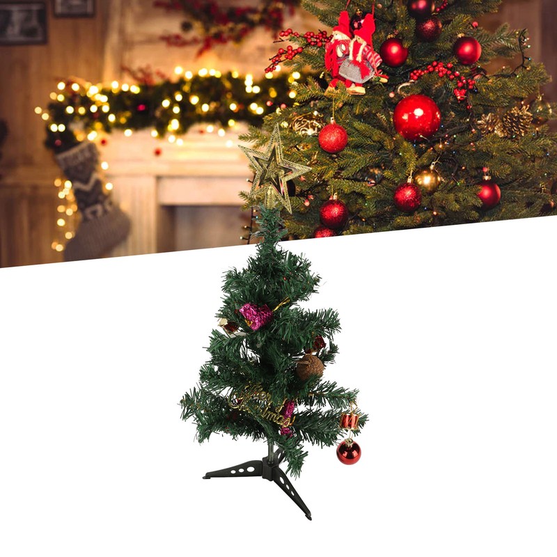 19.7inch Tabletop Christmas Tree Mini Artificial Decorated Christmas Tree Set