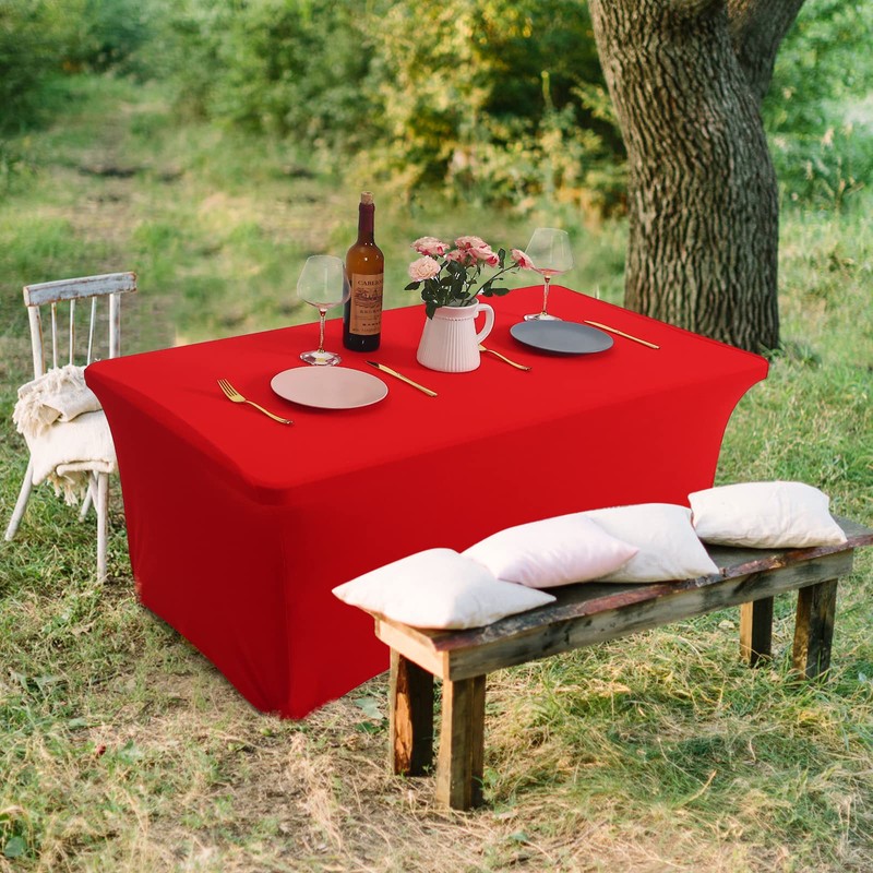 Rainberg Spandex Table Cover, Black Tablecloth 6FT, Washable and Wrinkle