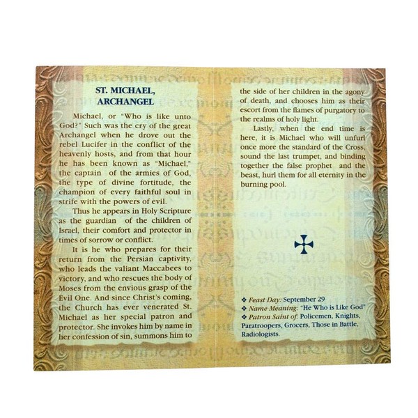 William J. Hirten Deluxe Catholic Holy Card with Traditional Prayers