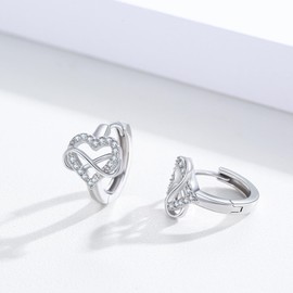 Heart Earrings for Women Infinity Earrings Sterling Silver Infinity Huggie Hoop Earrings Cubic Zirconia Hypoallergenic Heart Earrings Jewelry Gifts for Women Birthday, 0.59*0.47 inch, Sterling Silver,