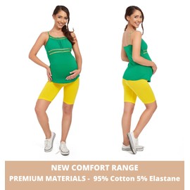 FUTURO FASHION Short Maternity Leggings for Women 1/2 Lenght I Pregnacy Pants Elastic Stretchy Shorts Over Bump I Maternity Womens Shorts for Mothers Maternity Shapewear I Sizes S-3XL Black