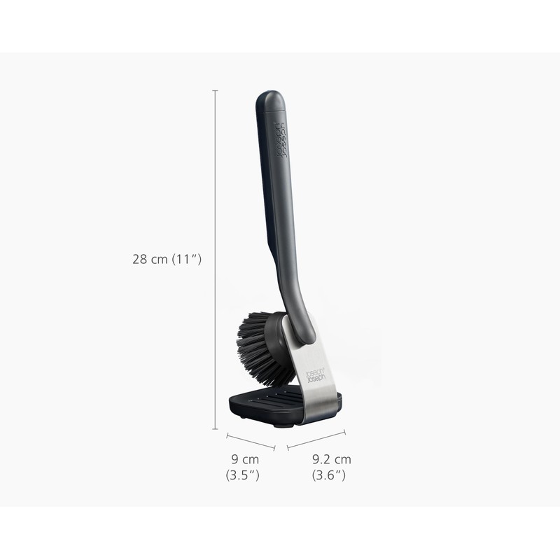 Joseph Joseph SinkTech Dish Brush with Stainless-Steel Storage Stand, Durable