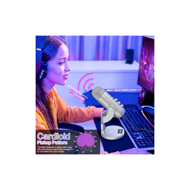 ZealSound - Micrófono de podcast para PC, micrófono USB con