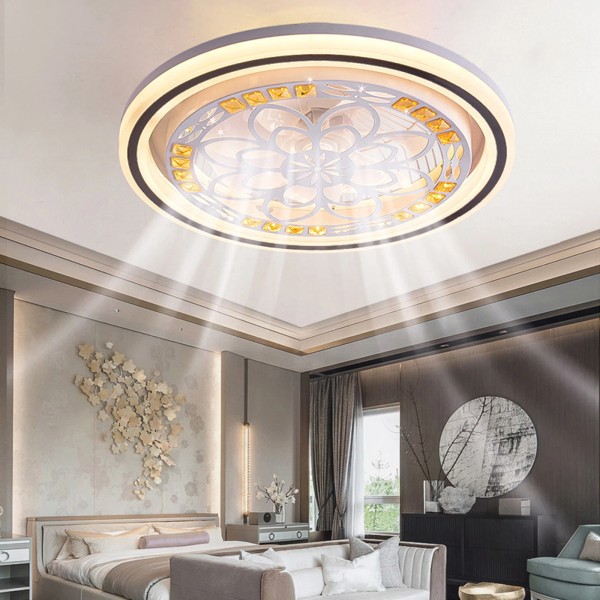 Modern Ceiling Fan With Light Dimmable LED Chandelier Fan with
