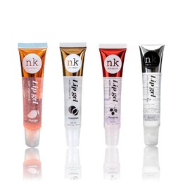 NK lip gloss gel 15ml Vitamin E, Shiny, Nourishes, Mango, Coconut, Rosehip and Clear flavoured by Nicka K (Multi Pack Of 4).