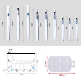 Water Brush Watercolour Pen, Water Brush Pens Watercolour, Water Tank Brush Set of 9, Water Brush Pens, Watercolour Pens, Water Brush, Watercolour Water Tank Pens, Water Pens with Tray Mixing Palette