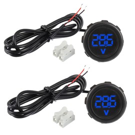 JAMHER 2 Pieces Waterproof DC 4V-100V Voltmeter Gauge, Car Voltage Gauge LED Digital Display for Cars Vehicles Motorcycles Boats Truck RV (Blue)