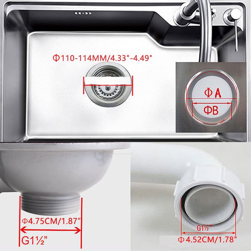 Kitchen Sink Collection, 114mm Kitchen Stainless Steel Sink Drain Strainer