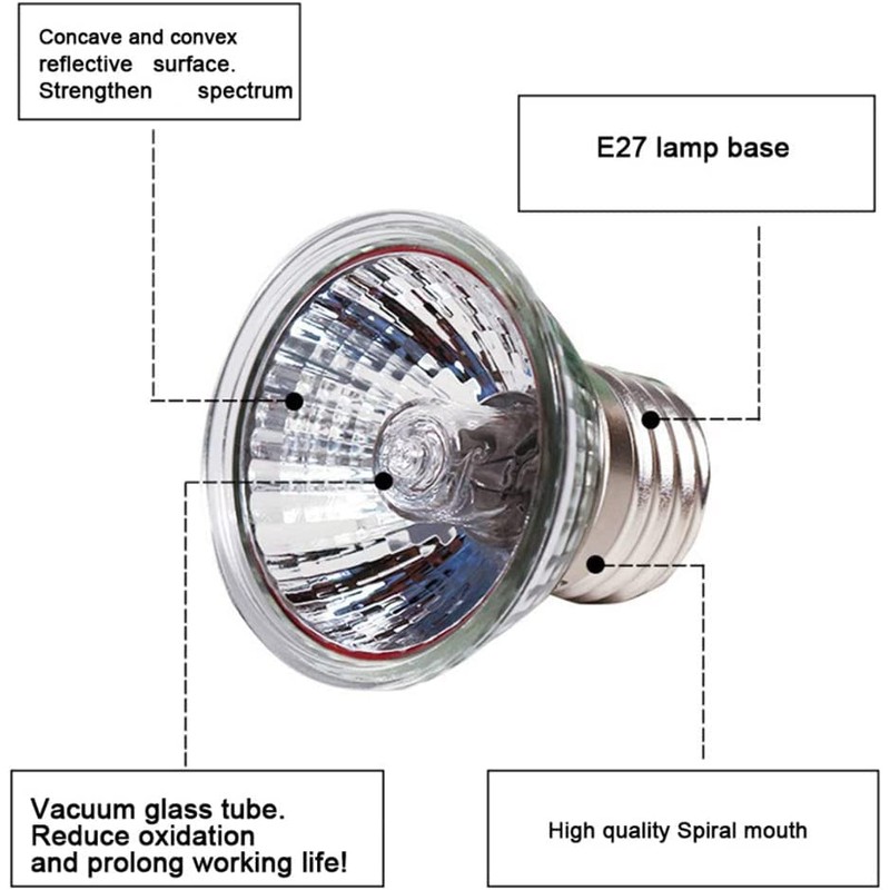 75W Basking UVA+UVB Heat Bulbs for Reptiles&Amphibians Turtle Heating Lamp