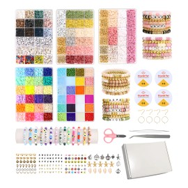 BANNA 25000 Cuentas De Arcilla Para Hacer Pulseras, Cuentas Planas y Redondas de Arcilla con Cuentas de Letras,Cuentas Doradas y Dijes Colgantes,5... 