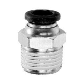 QUARKZMAN Push to Connect Fitting 8 mm Tube OD x 3/8 Inch NPT Thread Male Straight Quick Connector Copper Air Line Hose Fittings for Industry Air System PC8-N03, Black