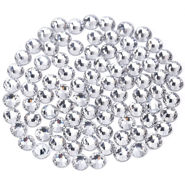 Novani Crystal Rhinestones, Flatback Loose Gemstones 288pcs Glass Rhinestones for Clothes Shoes Crafts Makeup Nail Art and DIY Decorations(SS30, Crystal Clear)