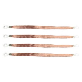 Automotive Ground Strap, 12" x 0.5" Professional Vehicle Grounding Strap Kit, Grounding Cable Straps with Ring Terminals, Copper Braided Ground Strap, Engine Ground Strap Wire for Most Cars (4PCS)