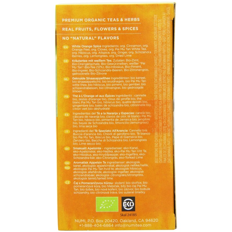 Numi Orange Spice White Tea Bags, 16/Box (10240)