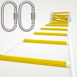 ISOP Extra Sturdy Emergency Fire Escape Ladder for Third Floor | 25 Foot Safety Ladder | Fast to Deploy & Easy to Use | Compact & Weather Resistant | Ladder Rope with Attaching Clips