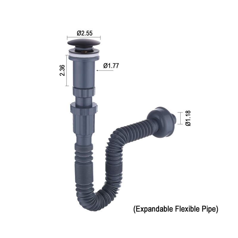 Miraga Bathroom Sink Stopper Vertical Straight Bottle Trap Complete Set