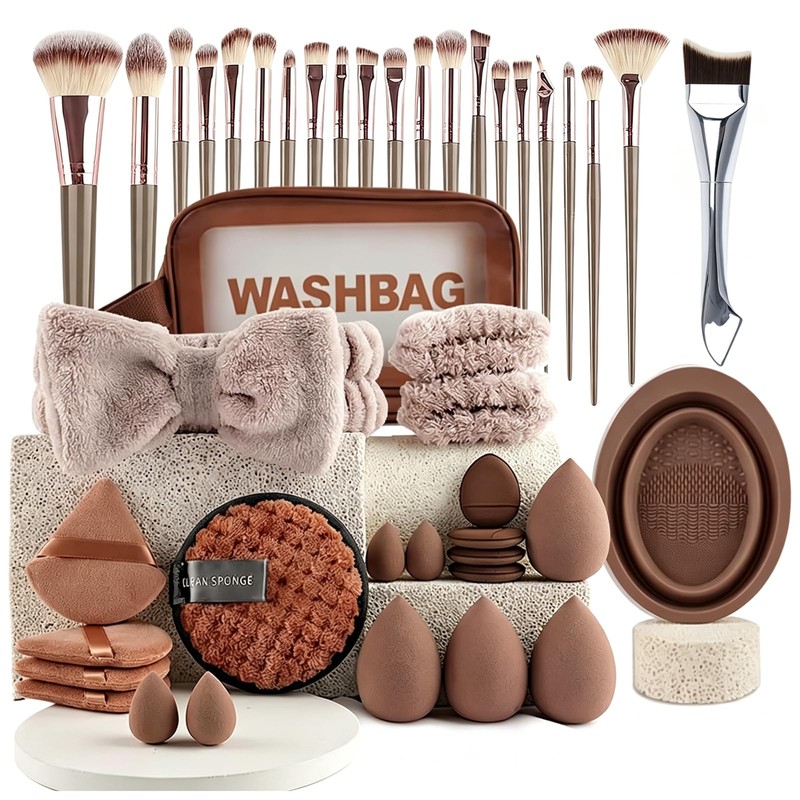 Lumbor37 Set de Brochas para Maquillaje 43 Piezas, Kit Profesional