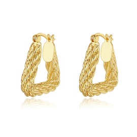 Anten Pink Chunky Gold Hoop Earrings for Women, 18K Gold Plated Earrings, Hypoallergenic Earrings, Jewellery Gifts for Girlfriend Sister Daughter