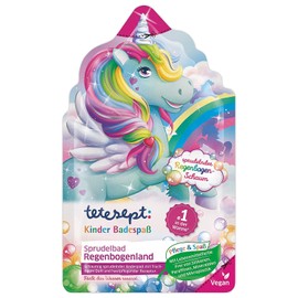 tetesept Kids Rainbow Country Bubble Bath with Fruity Fragrance - Children's Bath Fun with Bubbly Unicorn Foam - Colourful Bath Foam and Coloured Water - 1 x 40 g