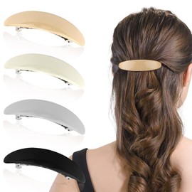 Ahoney 4Pcs Hair Barrettes for Women Hair Clips for Thin Hair 3.3'' Flat Hair Clip Hair Pins Banana Clips Hair French Styling Hair Accessories for Women