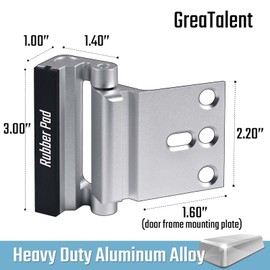 GreaTalent GreaTalent 6PACK Home Security Door Reinforcement Lock Childproof, Add High Security to Home Prevent Unauthorized Entry, Aluminum Construction Finish, Frame Lock, Silver