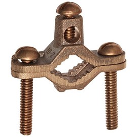 Morris Products 90629 Ground Pipe Clamp, For Direct Burial, 1/2 - 1" Water Pipe Range, 2 -10 Wire Range, 1/4 - 2/0 Screw Thread (2)