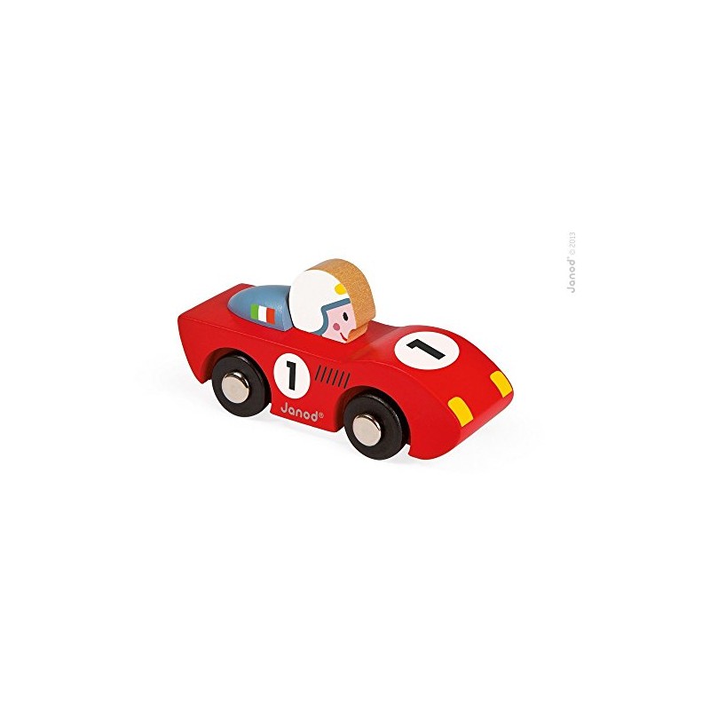 Janod J08545 Story Racing Wooden Car, Speed, Blau,rot
