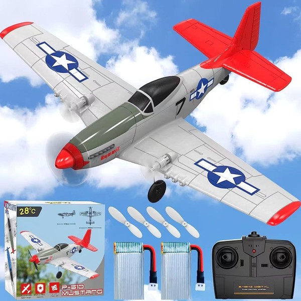 28℃ Remote Control Airplanes,2.4Ghz 2CH RC Plane Toy Gift for Kids & Adults,Remote Control Plane for Beginners with Gyro Stabilization System (RED)