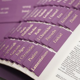 Purple Leather Bible Tabs, Laminated Bible Tabs for Women Study Bible, Easy to Read and Apply 84 Bible Index Book Tabs in Total (66 Bible Tabs Old and New Testament 18 Blank Tabs) Gold Foil Lettering