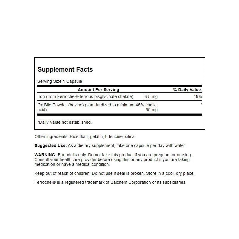 Swanson Ox Bile - Standardized 90 mg 60 Caps