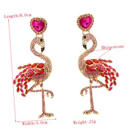 TOVINANNA Long Flamingo Earrings Crystal Stylish Casual Jewelry for Parties and Special Occasions