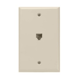 Leviton Standard Telephone Wall Jack, 6P4C, Screw Terminals, 40249-T, Light Almond