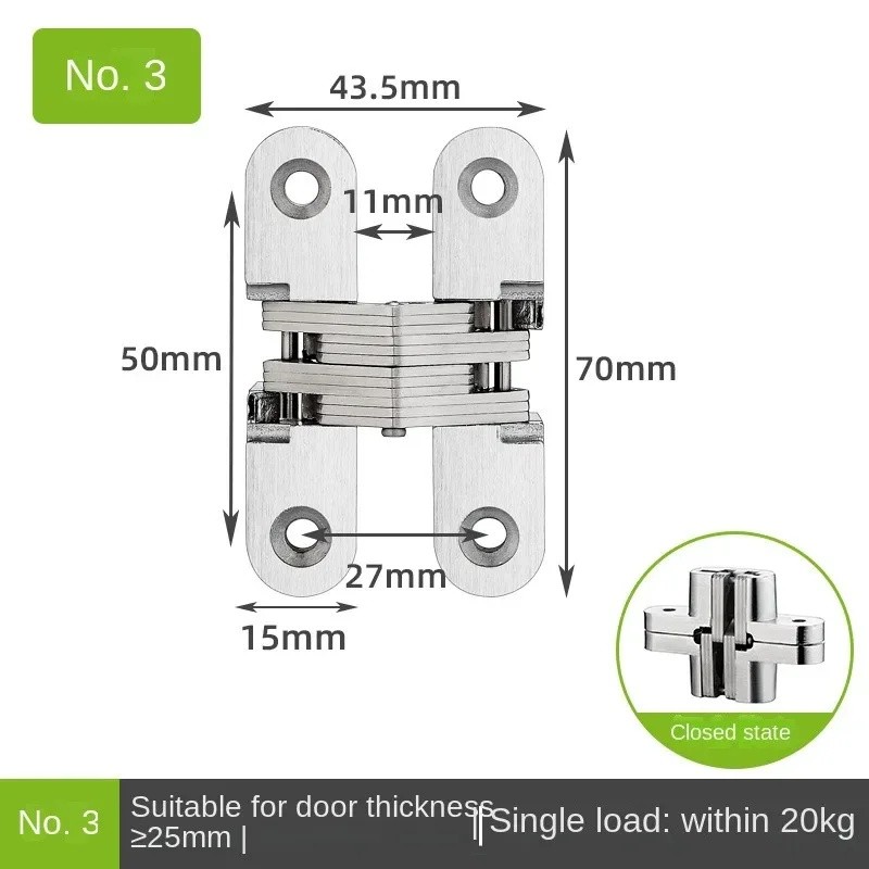180 Degree Invisible Concealed Cross Door Hinge, Metal Hidden Folding