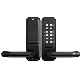 High-Security 12 Digit Keypad Mechanical Door Lock - Keyless Entry, Mechanical Code Lock with Handle, Waterproof & Rustproof, No Battery, Easy to Install, BH-MDLS0020202