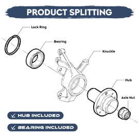 TadaMark Front Right Steering Knuckle Wheel Hub Assembly with Ball Joint Fit for Honda Civic L4 1.7L 2001 2002 698-478, 698478, 51210S5AJ10, 45255S01A00, 44600S5DA00 Passenger Side