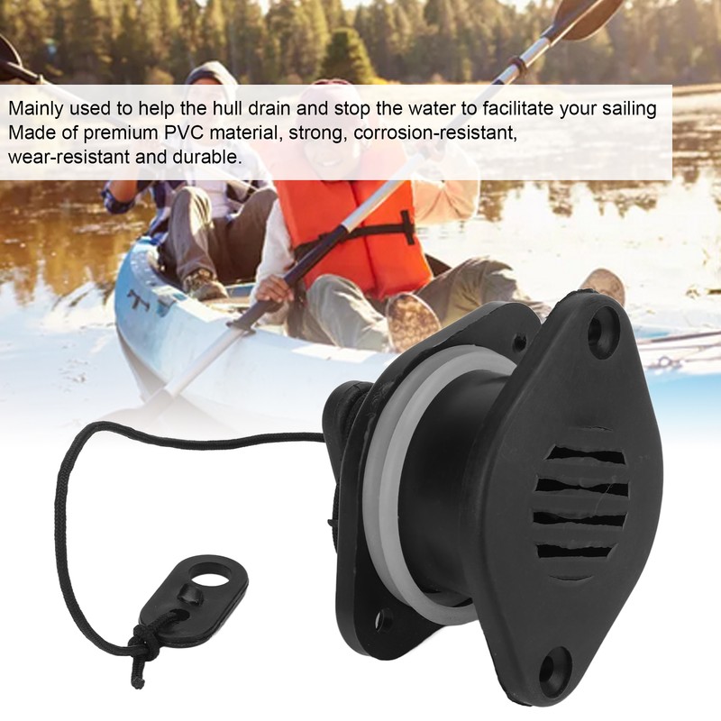 PVC Inflatable Boats Drainage Valve Corrosion Resistant Black Boat Replaceable