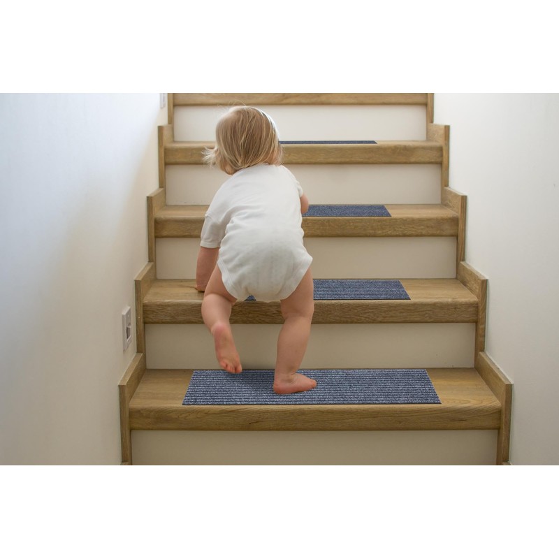 Ottomanson Non-Slip Rubberback Solid Design 8" x 30" Indoor/Outdoor Stair