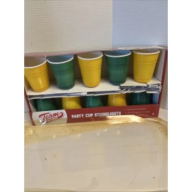 None and/or Unknown Team Spirit Party Green And Gold Cups String Lights  Decor 8.5 ft New 4" Cups