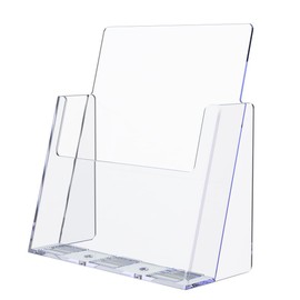 Marketing Holders Brochure Holder for 8.5" Flyers Clear Acrylic Freestanding Tabletop Printed Literature Display Stand for Retail Stores Business Offices and Libraries