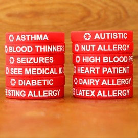 SayitBands Seizures Medical Alert Wristband Bracelet in Red