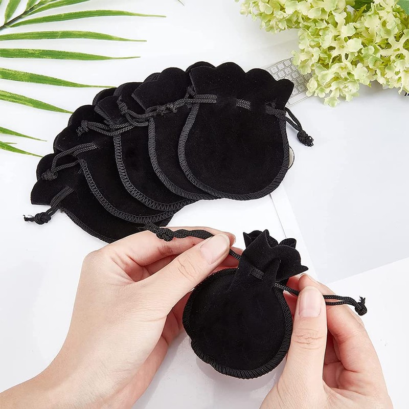 Drawstring Bags, Faux Velour, Set of 10, Jewelry Pouch, Accessory