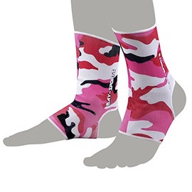 BAY Sports Camouflage 2 x Elastic Foot Wraps (Pink, Black, S) Ankle Bandages, 1 Pair Black
