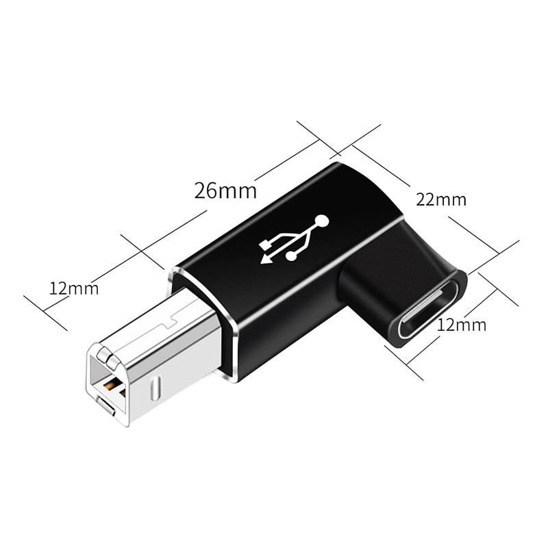 AreMe 2 Pack USB B to USB C Adapter, 90