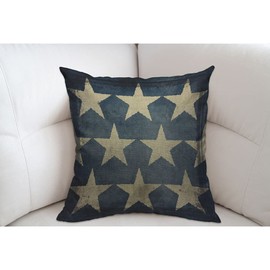 Mugod Blue Beige Star Cushion Cover Throw Pillow Covers Antique American Flag Stars Patriotic Memorial Day Fourth of July Pillow Case for Men Women Decorative Home Sofa Chair Couch 45x45cm/18x18 Inch