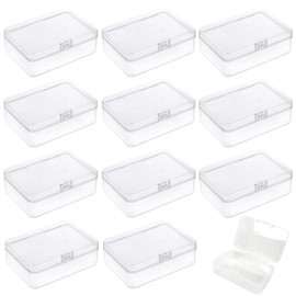 12 Pack Clear PP Organizer Storage Containers,Rectangular Mini Clear Storage Containers with Lids PP Boxes for Beads, Jewelry and Other Small Items(2.5 x 1.7 x 0.8 Inches,Clear)
