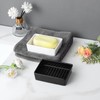 Eyrozia Black Rectangle Soap Dish - Modern Ceramic Hand Soap
