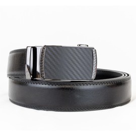Men's Adjustable Leather Belt, Automatic Buckle Ratchet Belts for Men Dress, Jeans & Suits, Width 35MM - 1.3" (Black2, Large 36"-40")