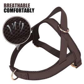 PET ARTIST No Pull Dog Harness, Soft Padded PU Leather Step in Dog Harness with Quick Release Metal Buckle, Adjustable Quick Fit Pet Strap Vest Harnesses for Medium Dogs Walking Training,Chest 26-31"