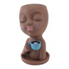 Resin Face Plant Pot Creative Cute Small Drinking Coffee Succulent